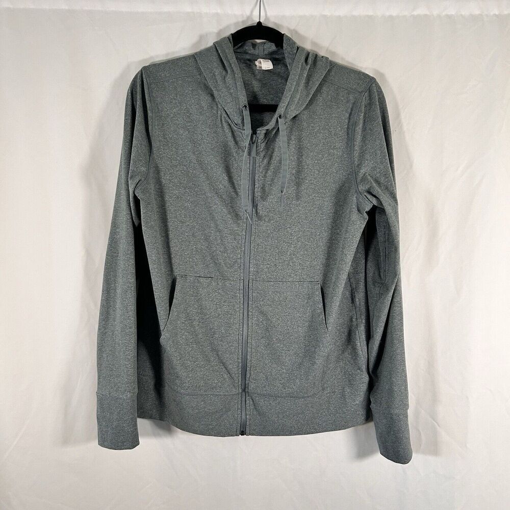 Yogalicious Lux Jacket Women's Medium Grey Full Zip Drawstring Pockets Hooded